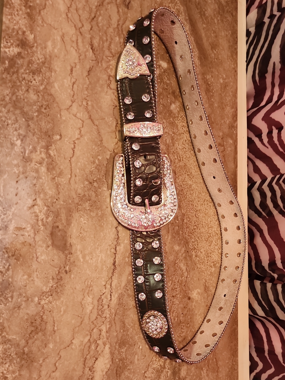 Montana West Black Western Belt with Rhinestones